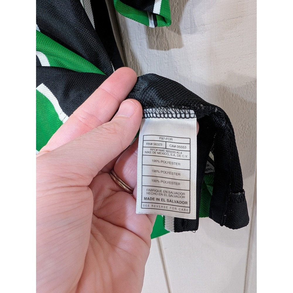 Vintage 90s Nike Team Jersey Mens Green Black Vertical Stripe V-Neck Soccer L - Picture 14 of 14